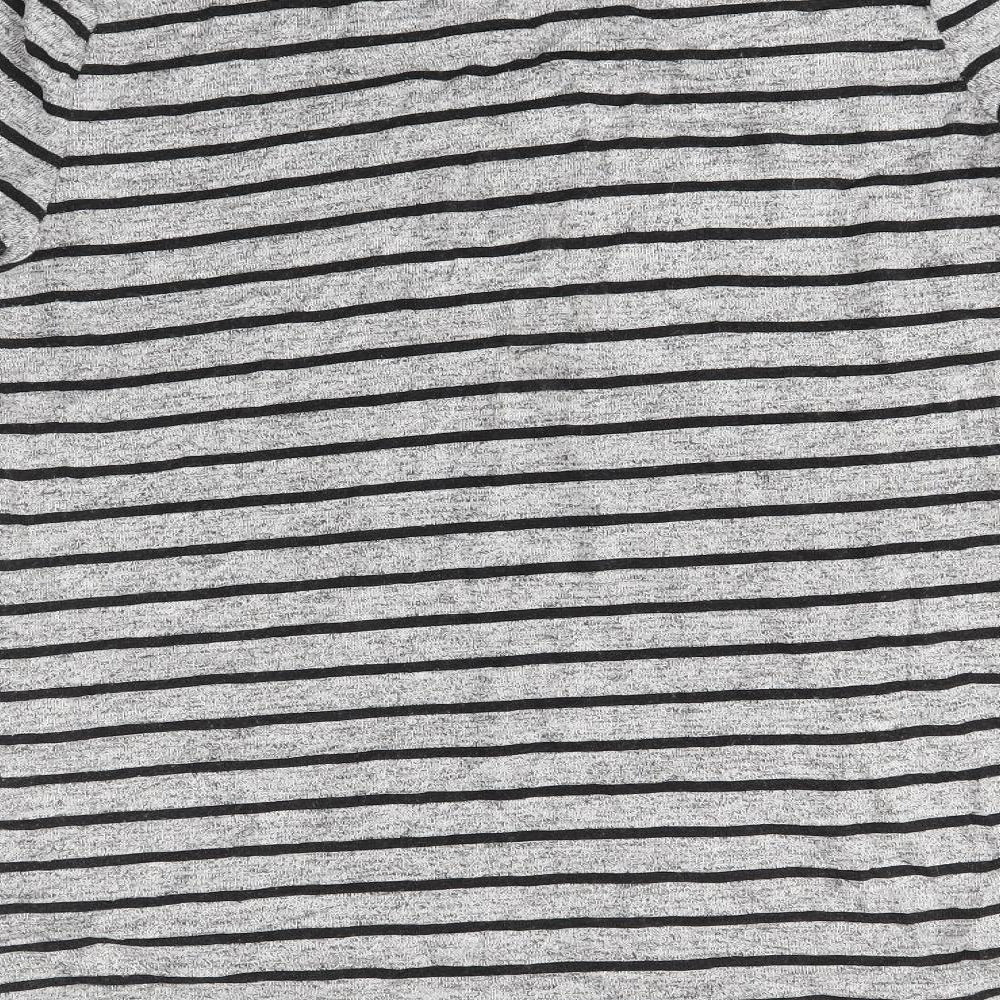 Reitmans Womens Grey Striped  Basic Blouse Size M