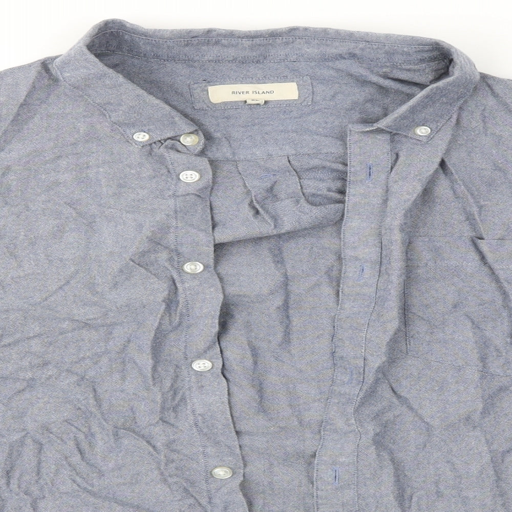 River Island Mens Blue    Button-Up Size XL