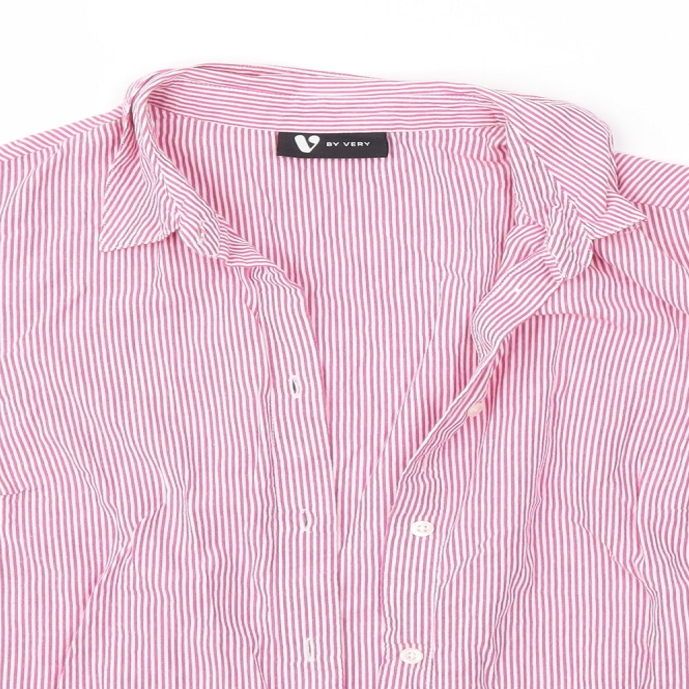 Very Womens Pink Striped  Basic Button-Up Size 10