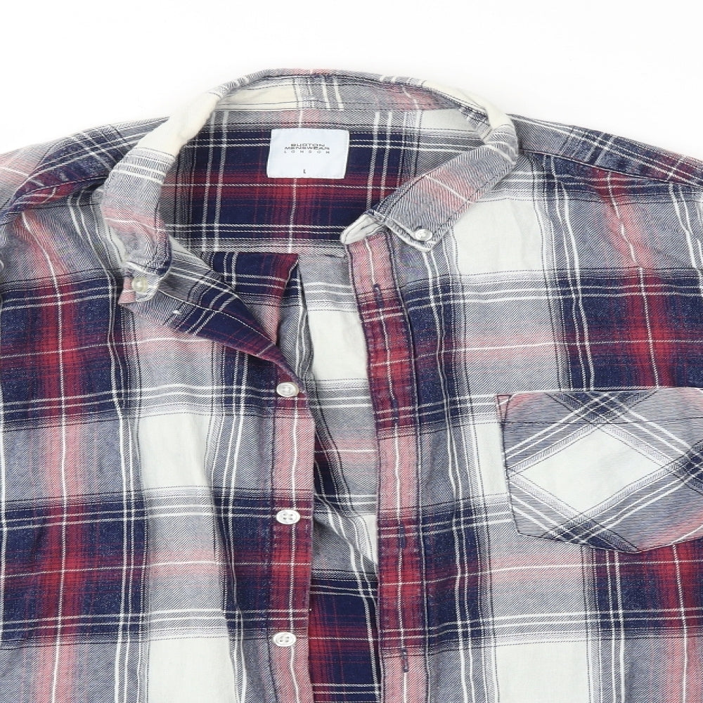 Burton Menswear Mens Multicoloured Check   Button-Up Size L