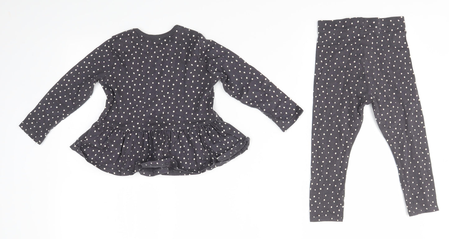George Baby Grey Polka Dot  Dress Set Outfit/Set Size 18-24 Months