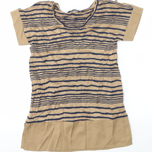 NEXT Womens Brown Striped  Basic Blouse Size 10