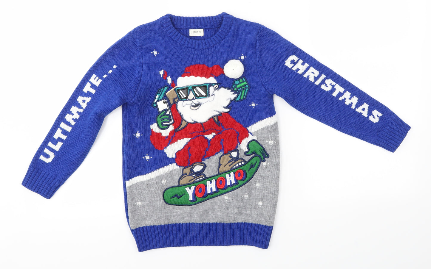 F&F Boys Multicoloured   Pullover Jumper Size 6-7 Years  - festive christmas