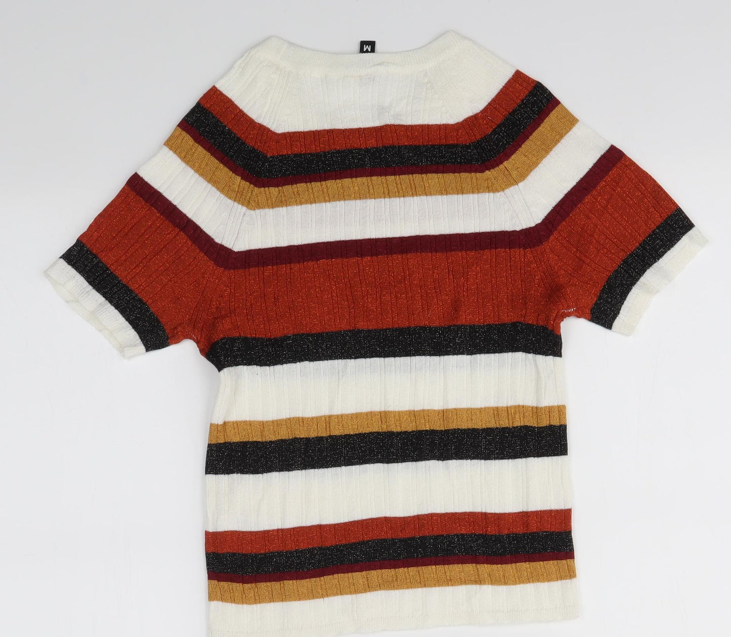 H&M Womens Multicoloured Striped  Basic T-Shirt Size M
