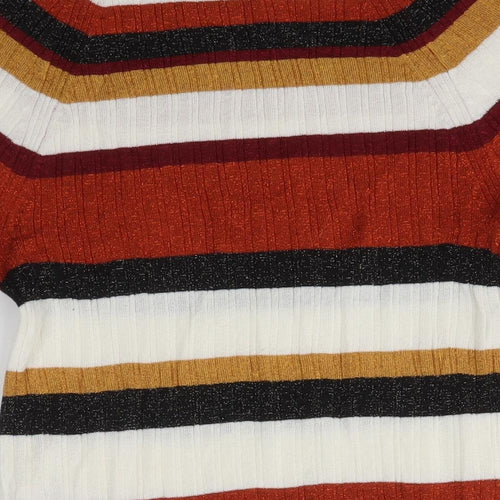 H&M Womens Multicoloured Striped  Basic T-Shirt Size M