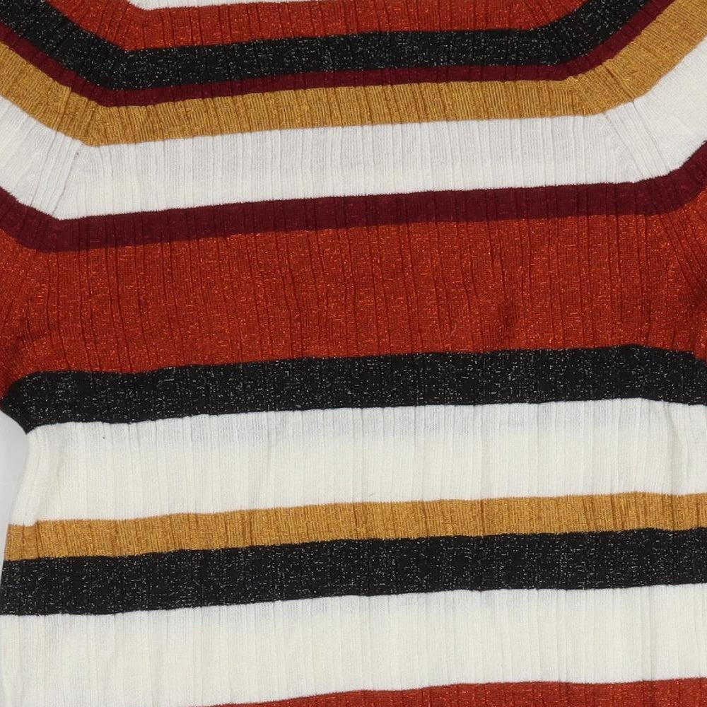 H&M Womens Multicoloured Striped  Basic T-Shirt Size M