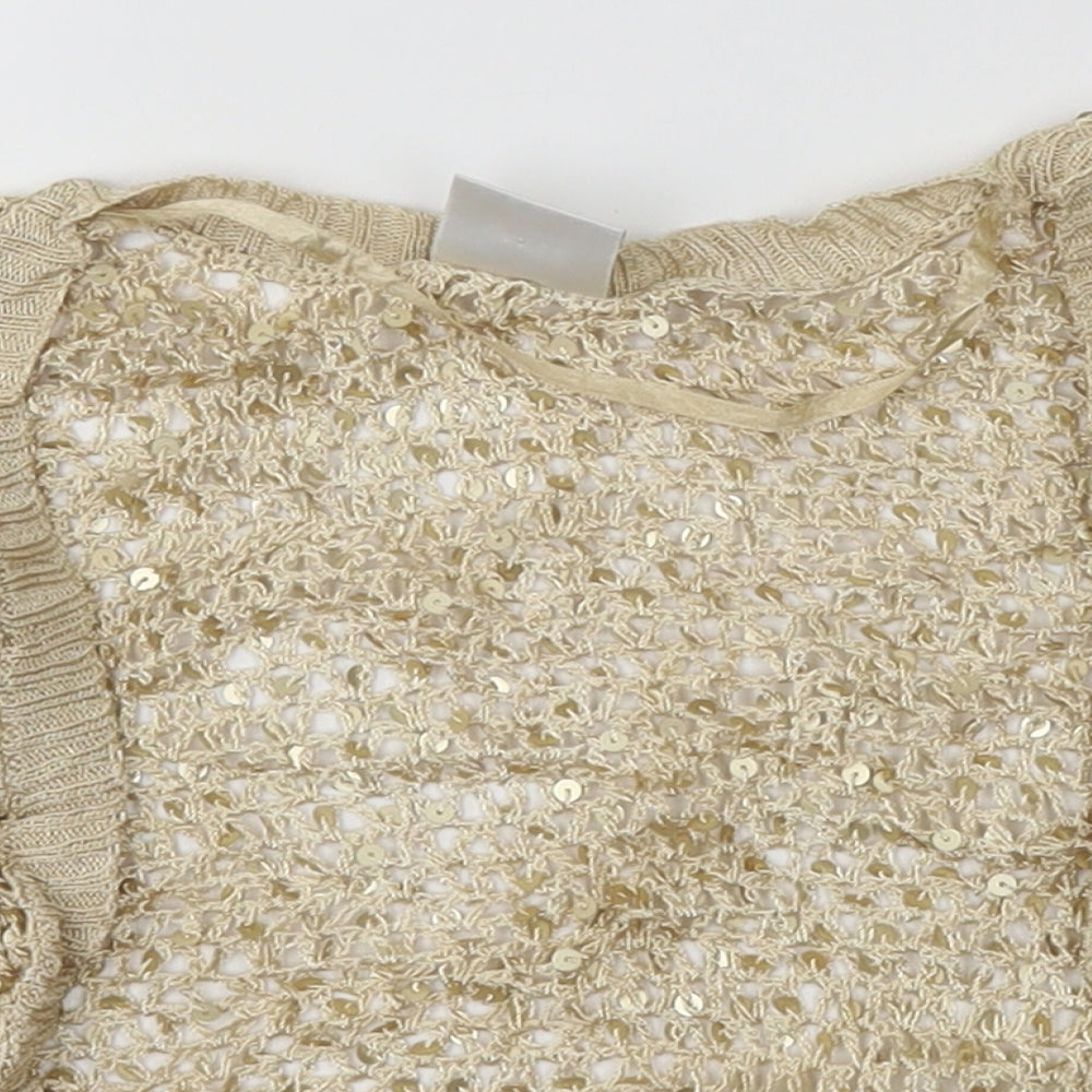 Quiz Womens Gold   Cardigan Jumper Size L