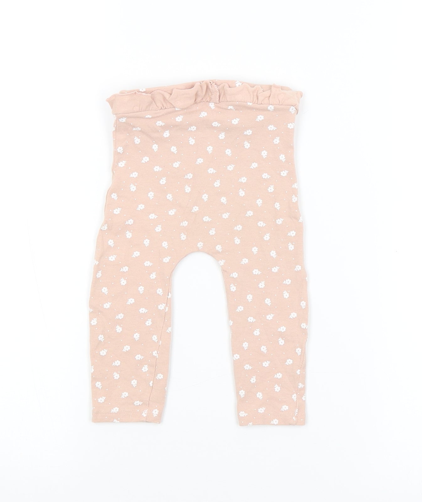 Preworn Girls Pink Flecked  Jogger Trousers Size 9-12 Months