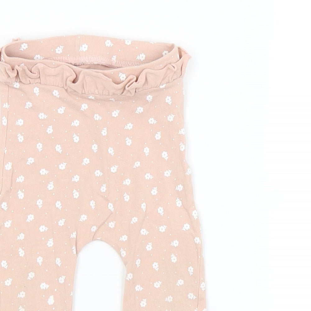 Preworn Girls Pink Flecked  Jogger Trousers Size 9-12 Months