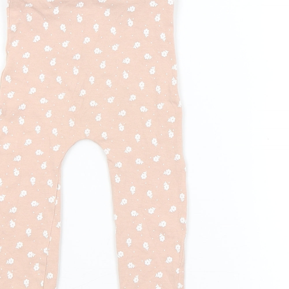 Preworn Girls Pink Flecked  Jogger Trousers Size 9-12 Months