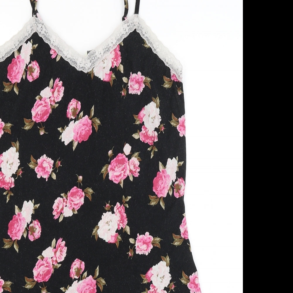 LOVE TO LOUNGE Womens Black Floral   Pyjama Top Size 10