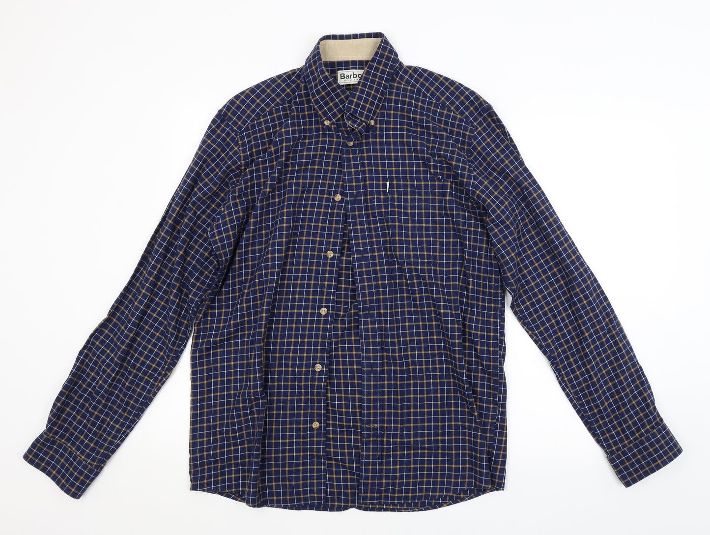 Barbour Mens Blue Check   Button-Up Size M