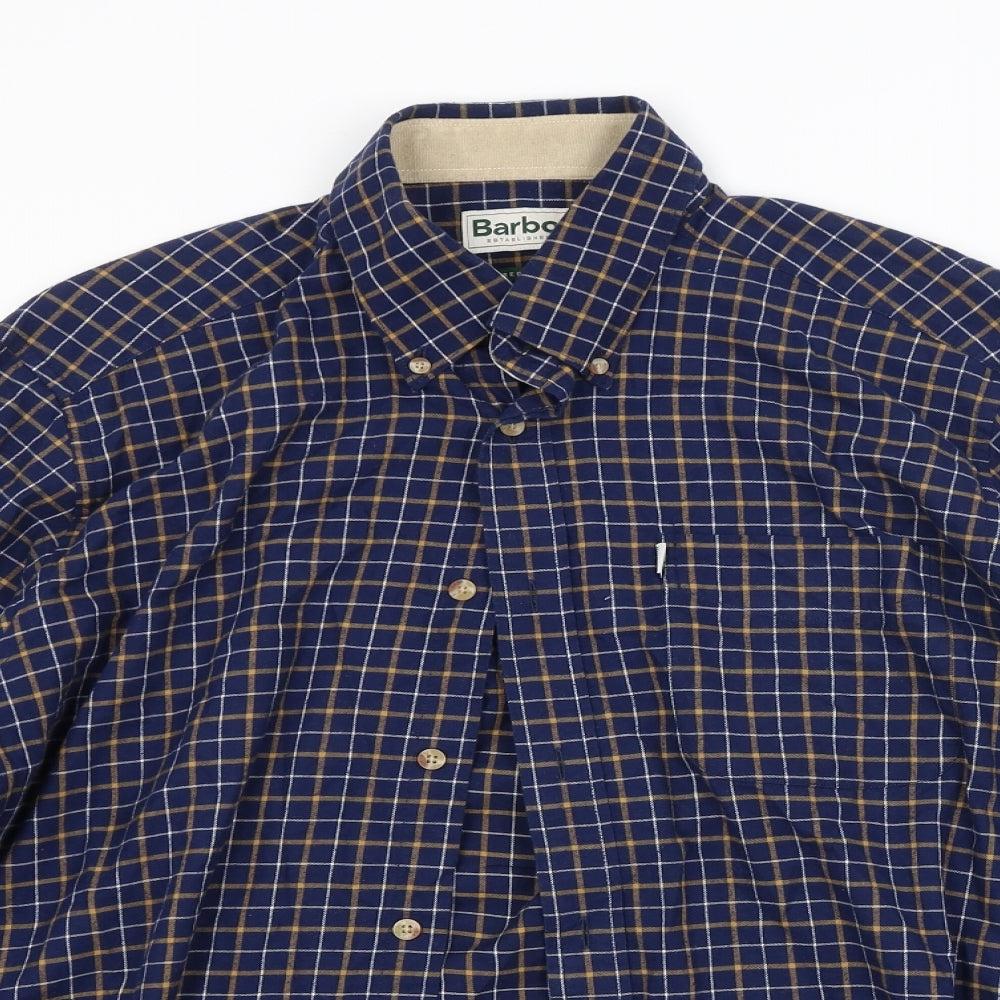 Barbour Mens Blue Check   Button-Up Size M