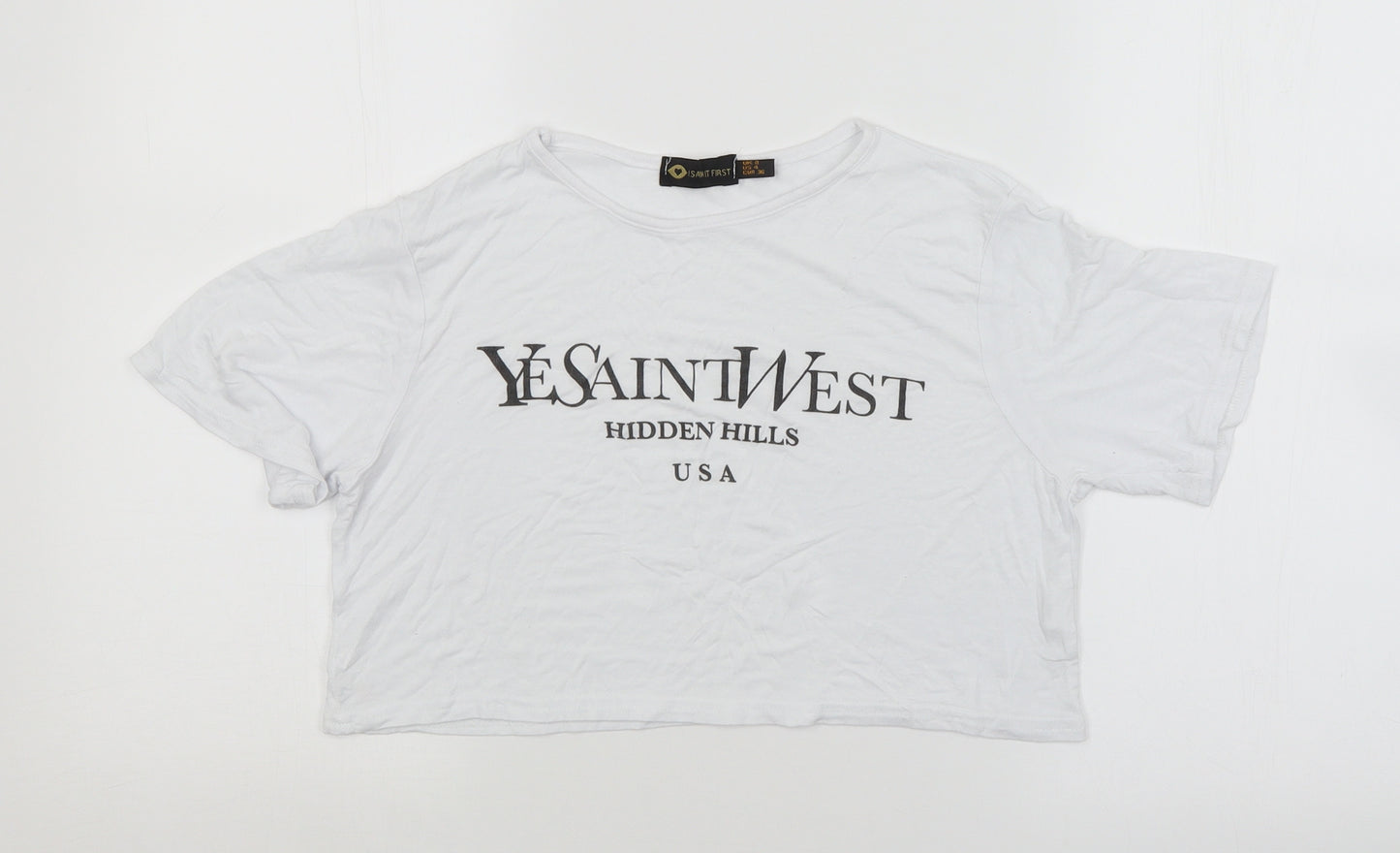 I SAW IT FIRST Womens White   Cropped T-Shirt Size 8