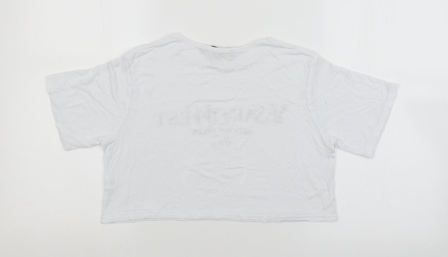 I SAW IT FIRST Womens White   Cropped T-Shirt Size 8