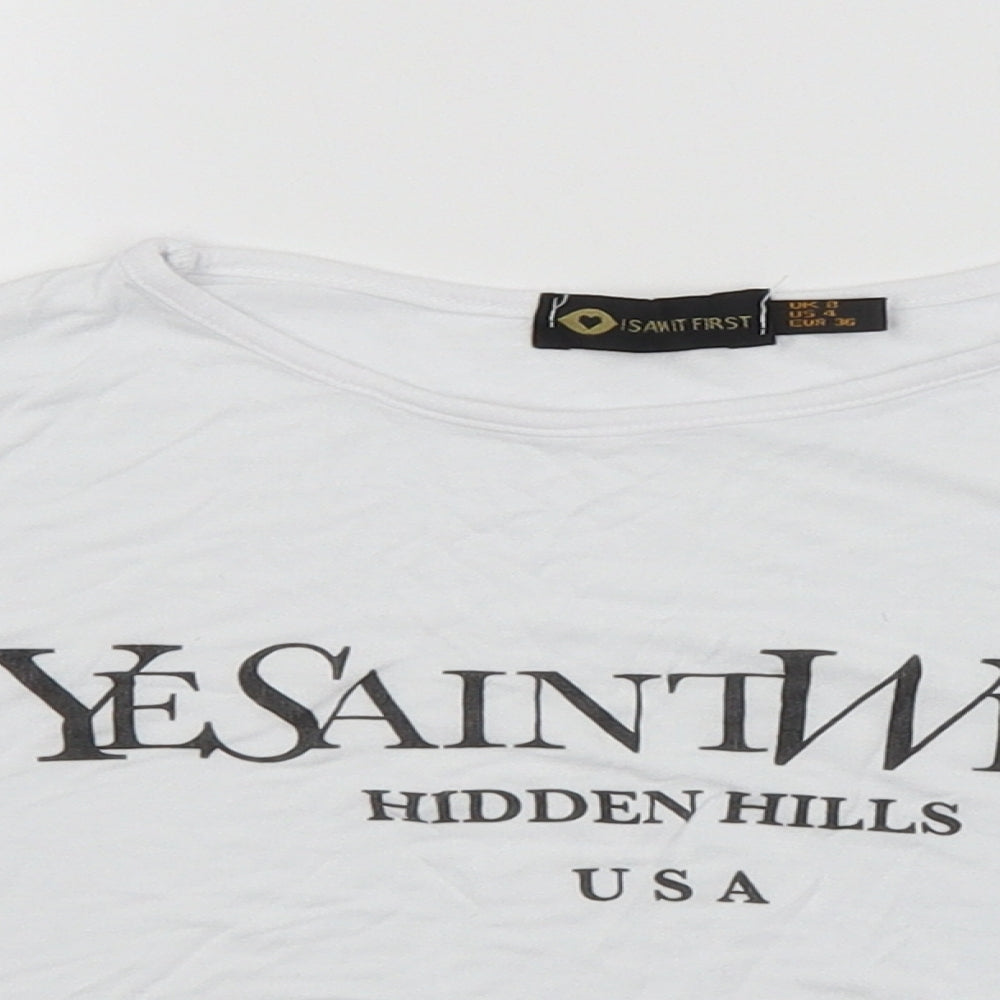 I SAW IT FIRST Womens White   Cropped T-Shirt Size 8