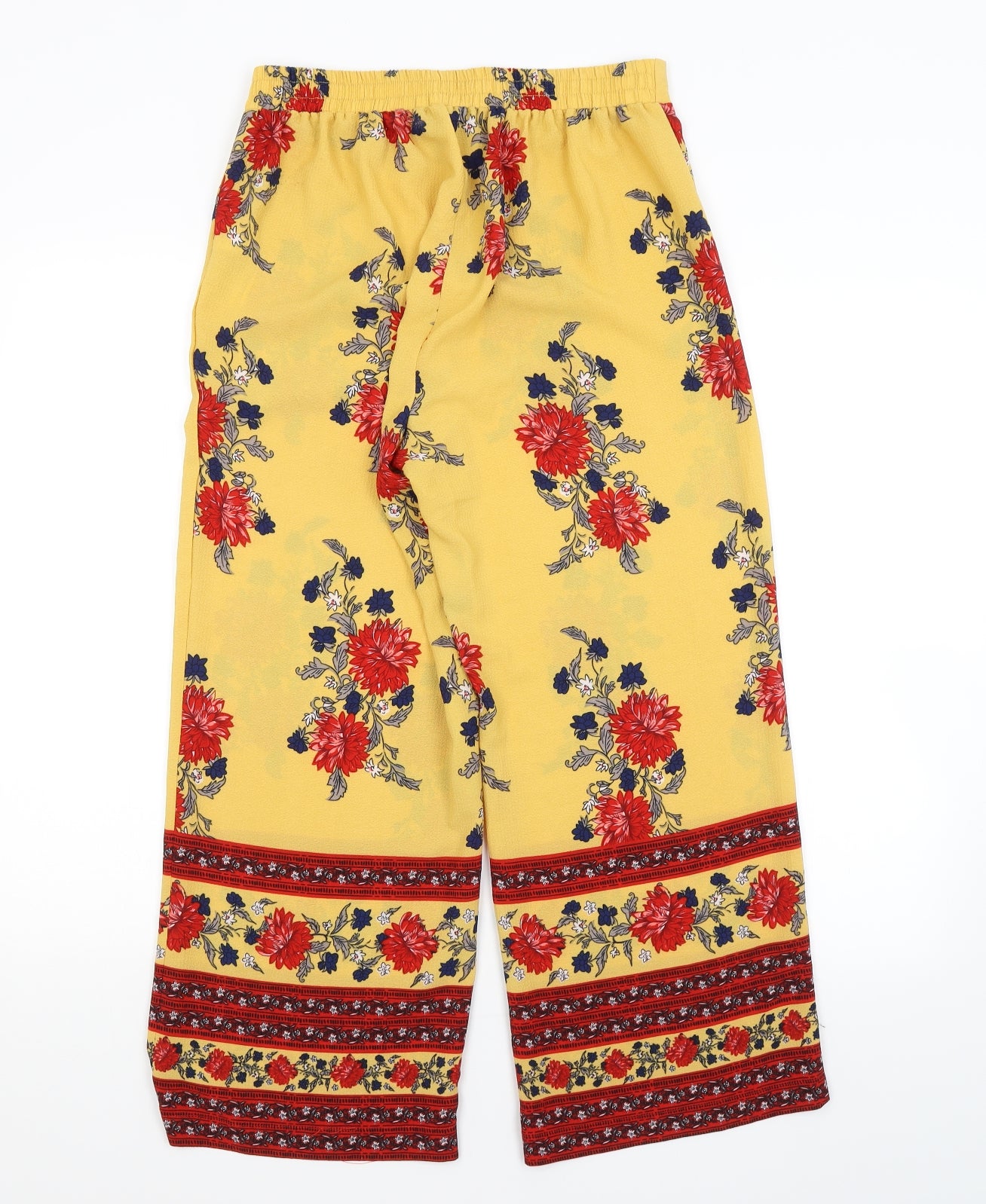 New Look Womens Yellow Floral  Bloomer Trousers Size 10 L24 in