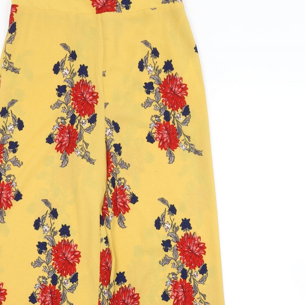 New Look Womens Yellow Floral  Bloomer Trousers Size 10 L24 in