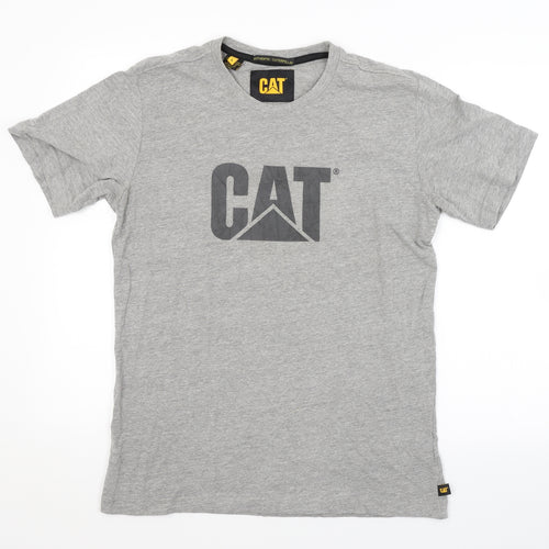 CAT Mens Grey    T-Shirt Size S