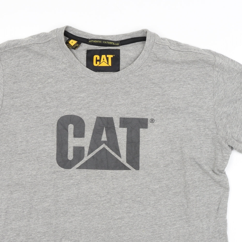 CAT Mens Grey    T-Shirt Size S