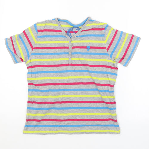 Cherokee Boys Grey Striped  Basic T-Shirt Size 9-10 Years