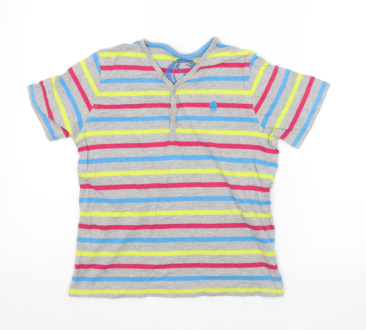 Cherokee Boys Grey Striped  Basic T-Shirt Size 9-10 Years
