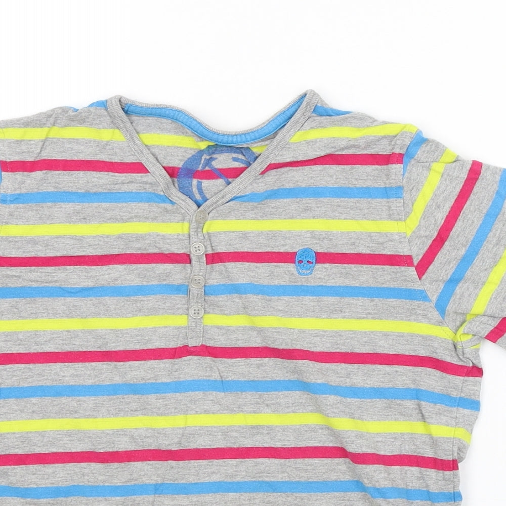 Cherokee Boys Grey Striped  Basic T-Shirt Size 9-10 Years