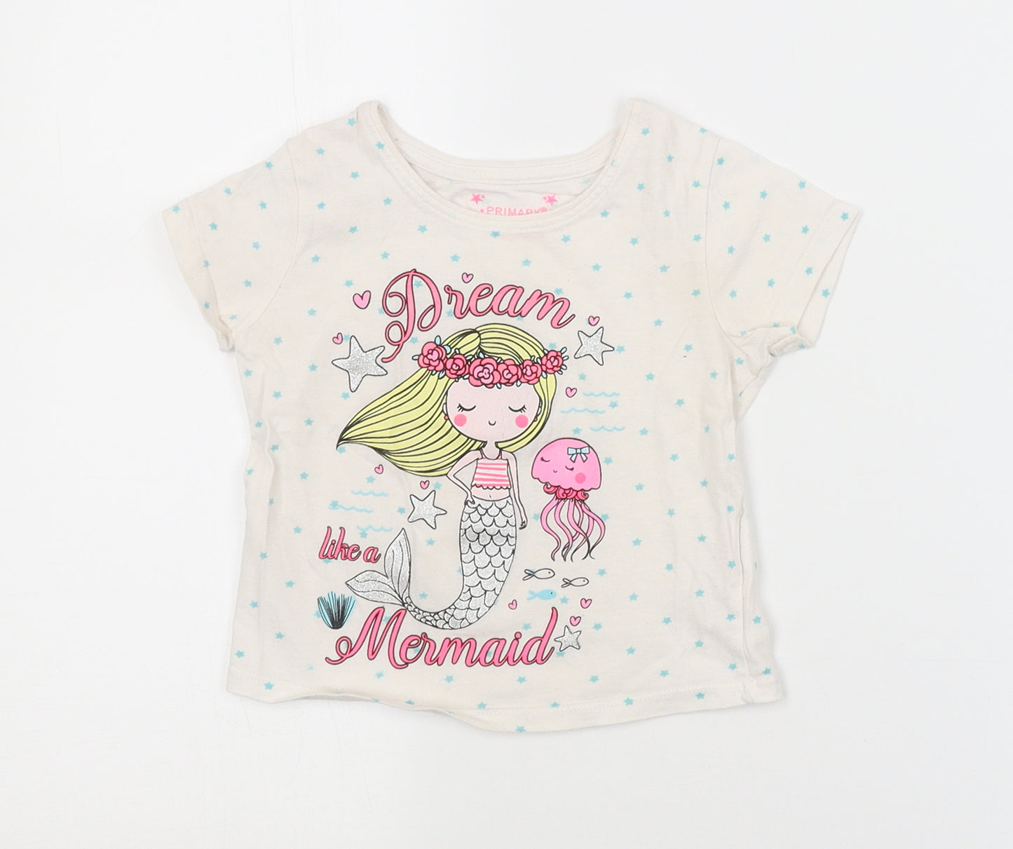 Primark Girls White Argyle/Diamond   Pyjama Top Size 18-24 Months