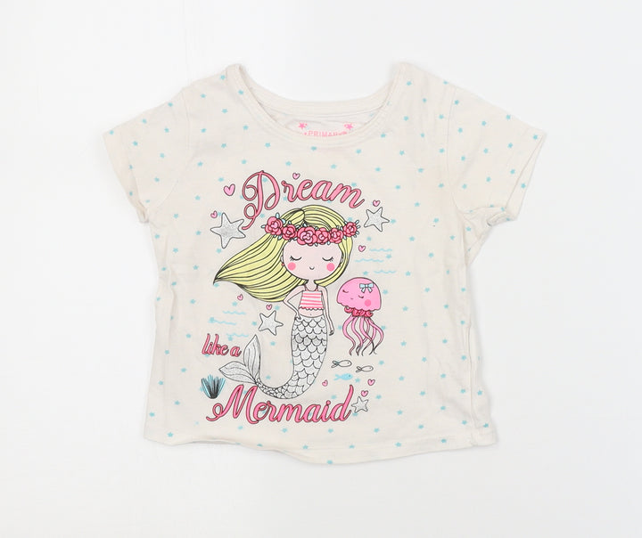 Primark Girls White Argyle/Diamond   Pyjama Top Size 18-24 Months