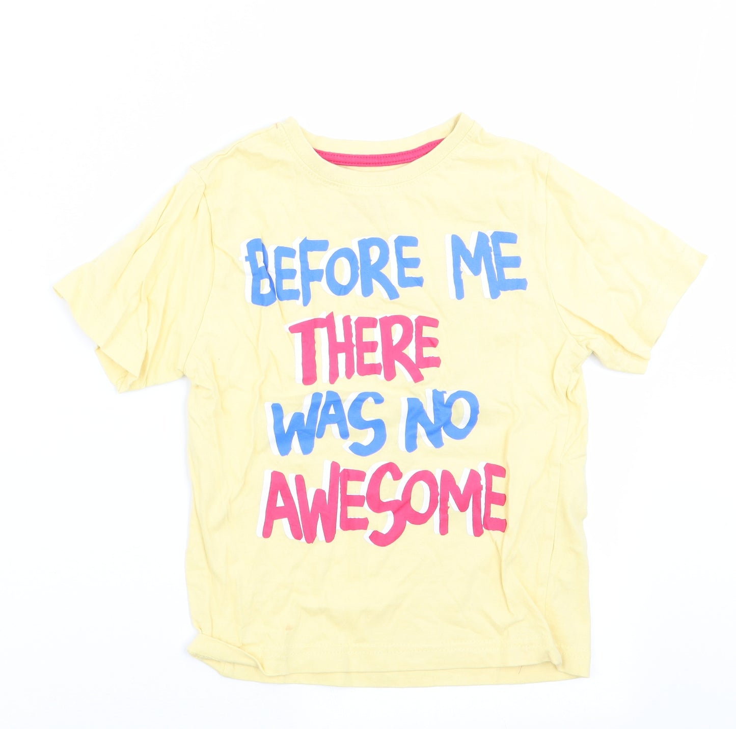 Rebel Boys Yellow   Basic T-Shirt Size 5-6 Years  - Before me there was no awesome