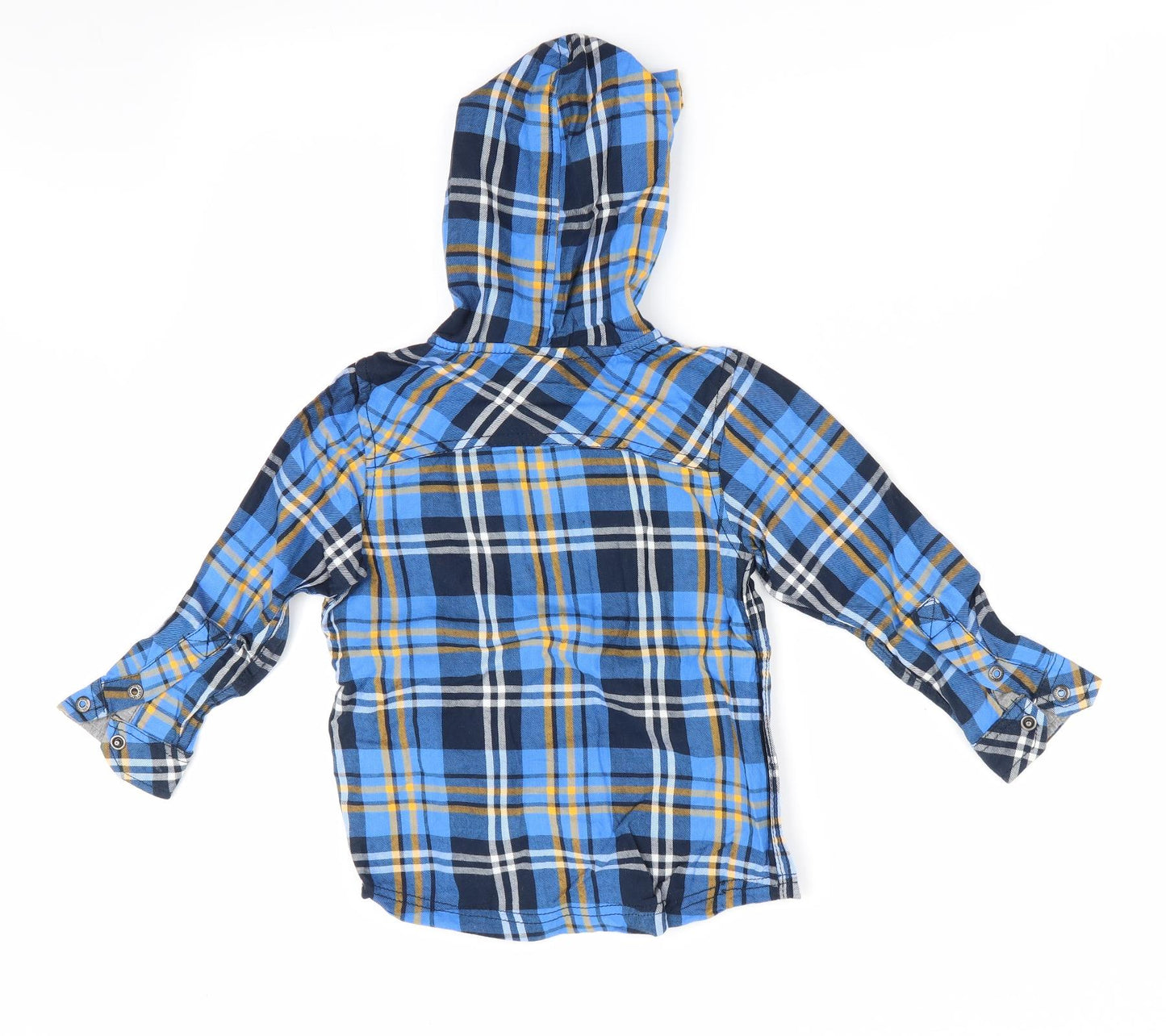 Topolino Boys Blue Check  Basic Button-Up Size 4 Years  - Hooded Shirt