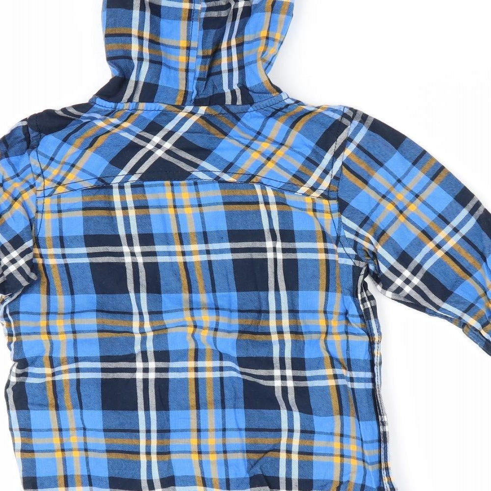 Topolino Boys Blue Check  Basic Button-Up Size 4 Years  - Hooded Shirt