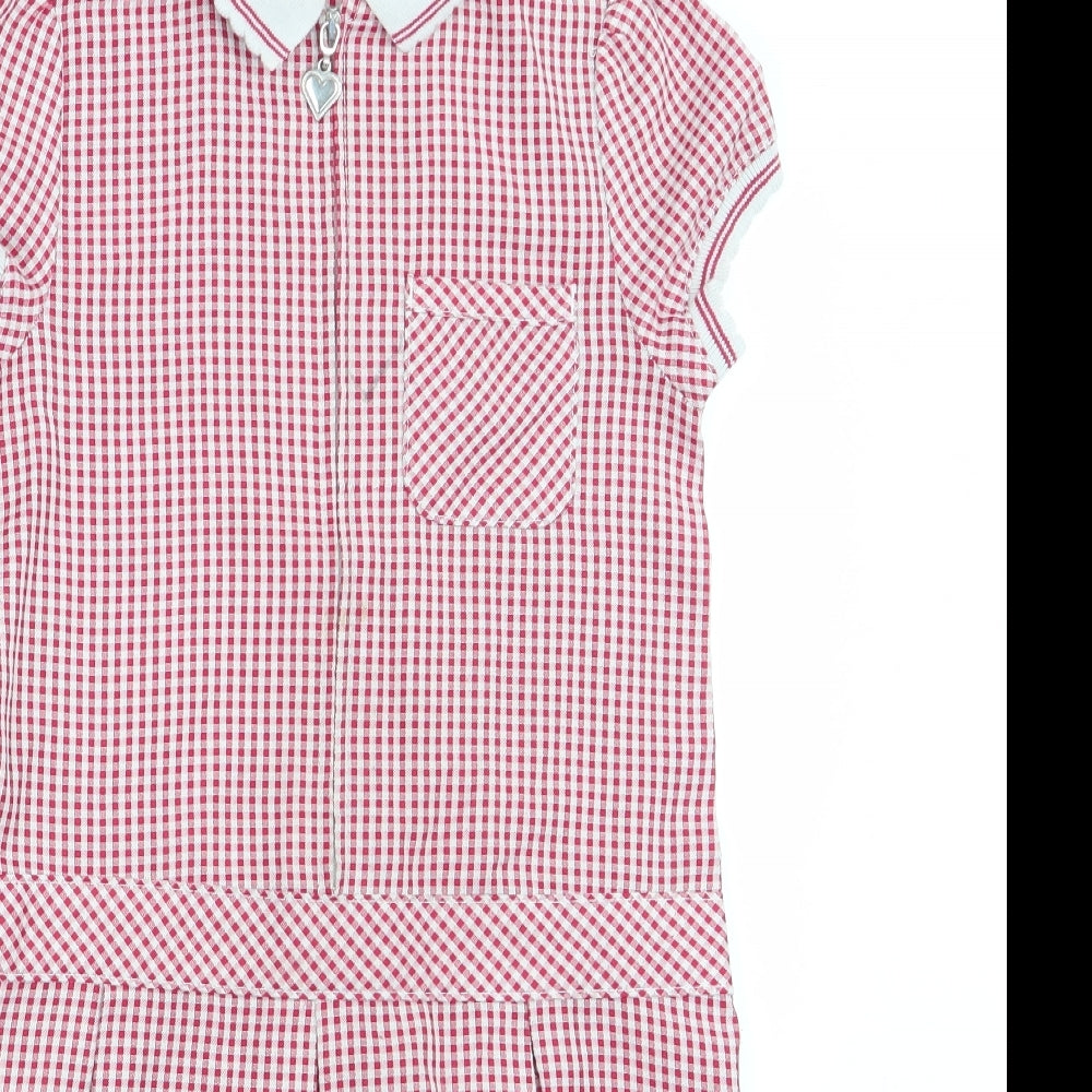 Florence and Fred Girls Red Check  A-Line  Size 5-6 Years