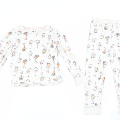 TU Girls Ivory Geometric   Pyjama Set Size 5-6 Years  - Fairies print
