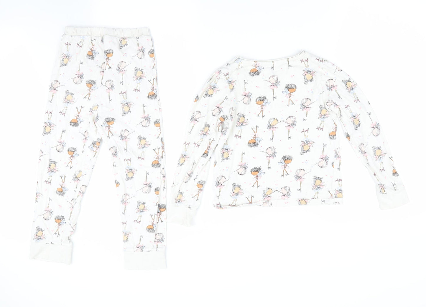 TU Girls Ivory Geometric   Pyjama Set Size 5-6 Years  - Fairies print