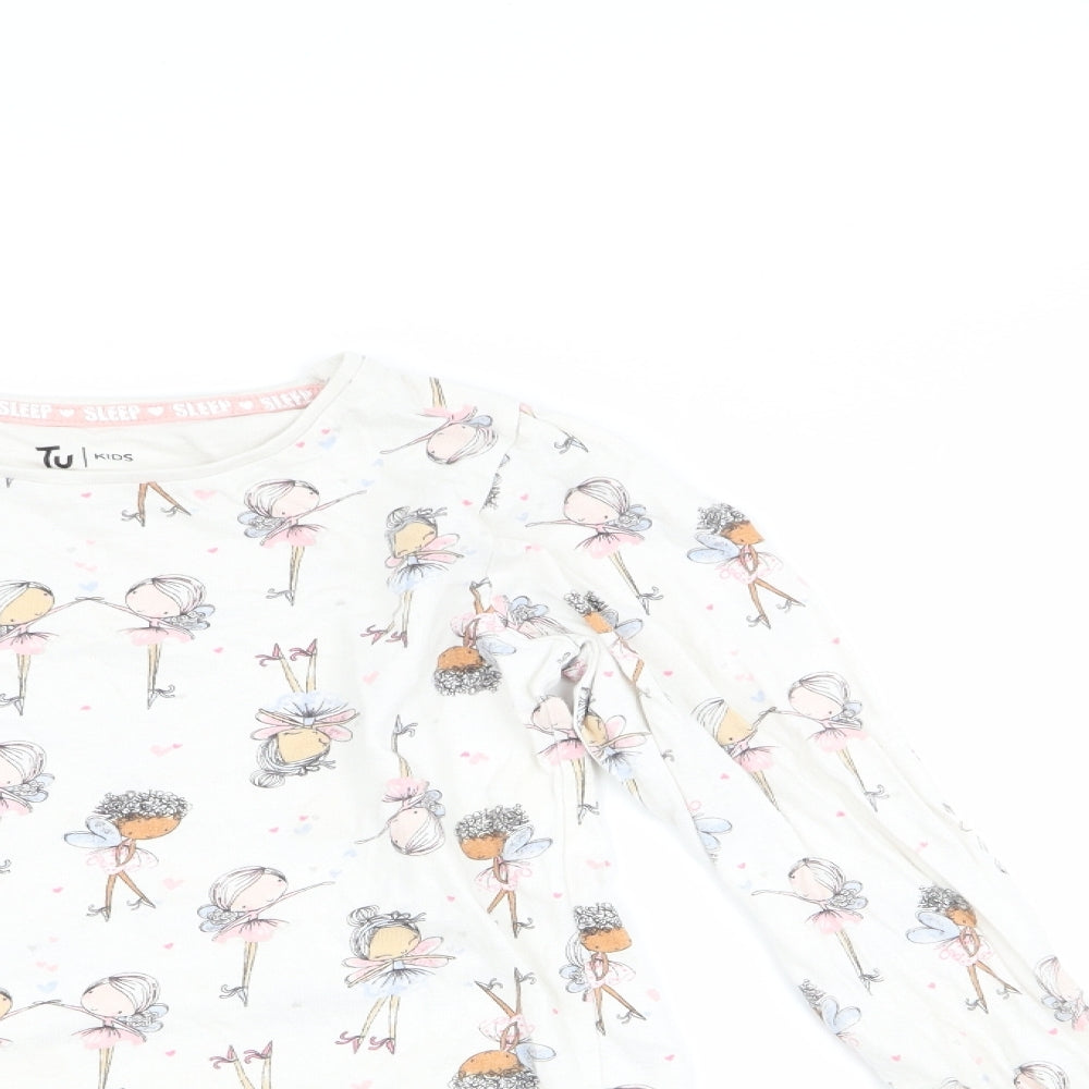 TU Girls Ivory Geometric   Pyjama Set Size 5-6 Years  - Fairies print