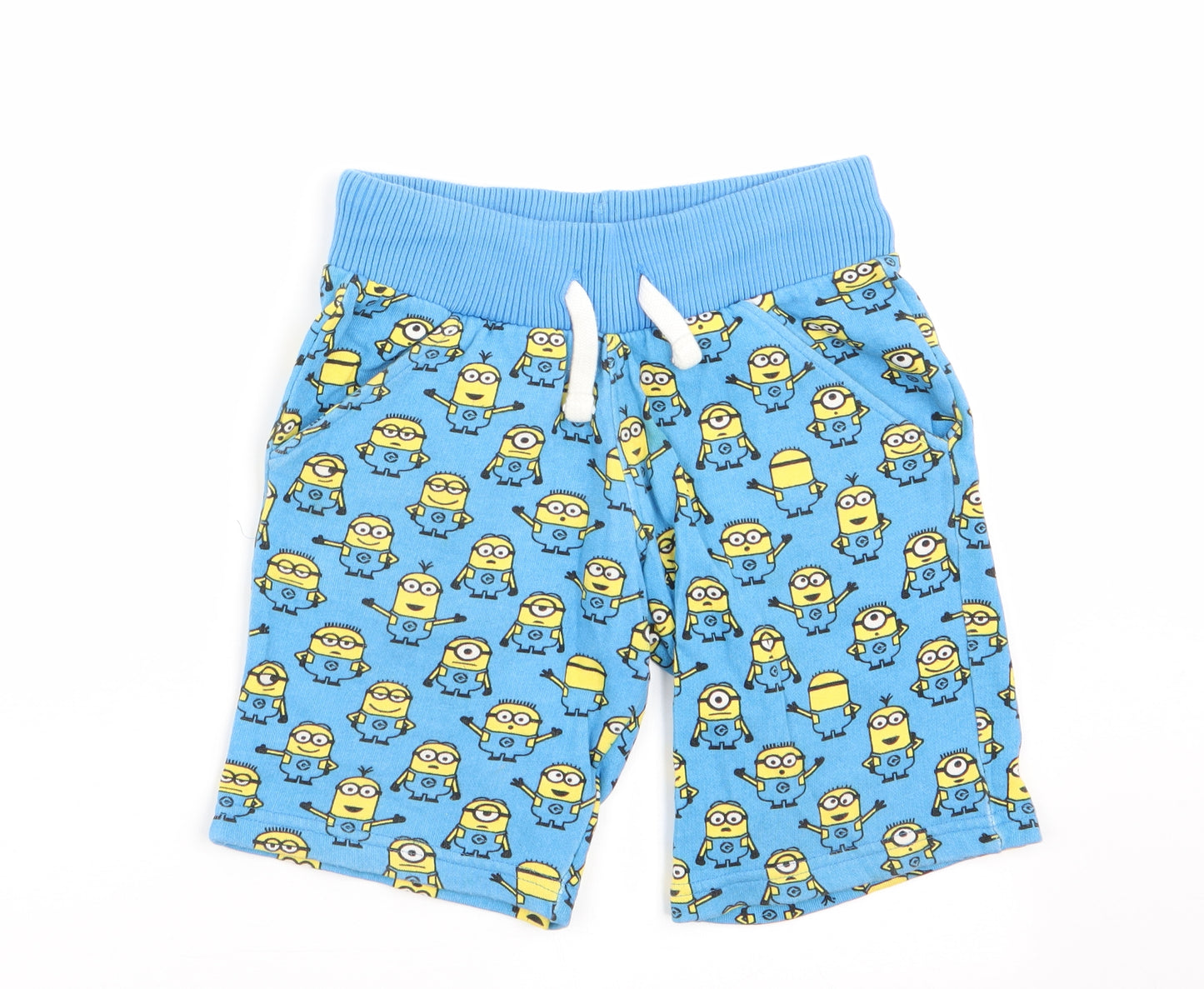DISPICABLE ME Boys Blue Geometric  Sweat Shorts Size 4-5 Years