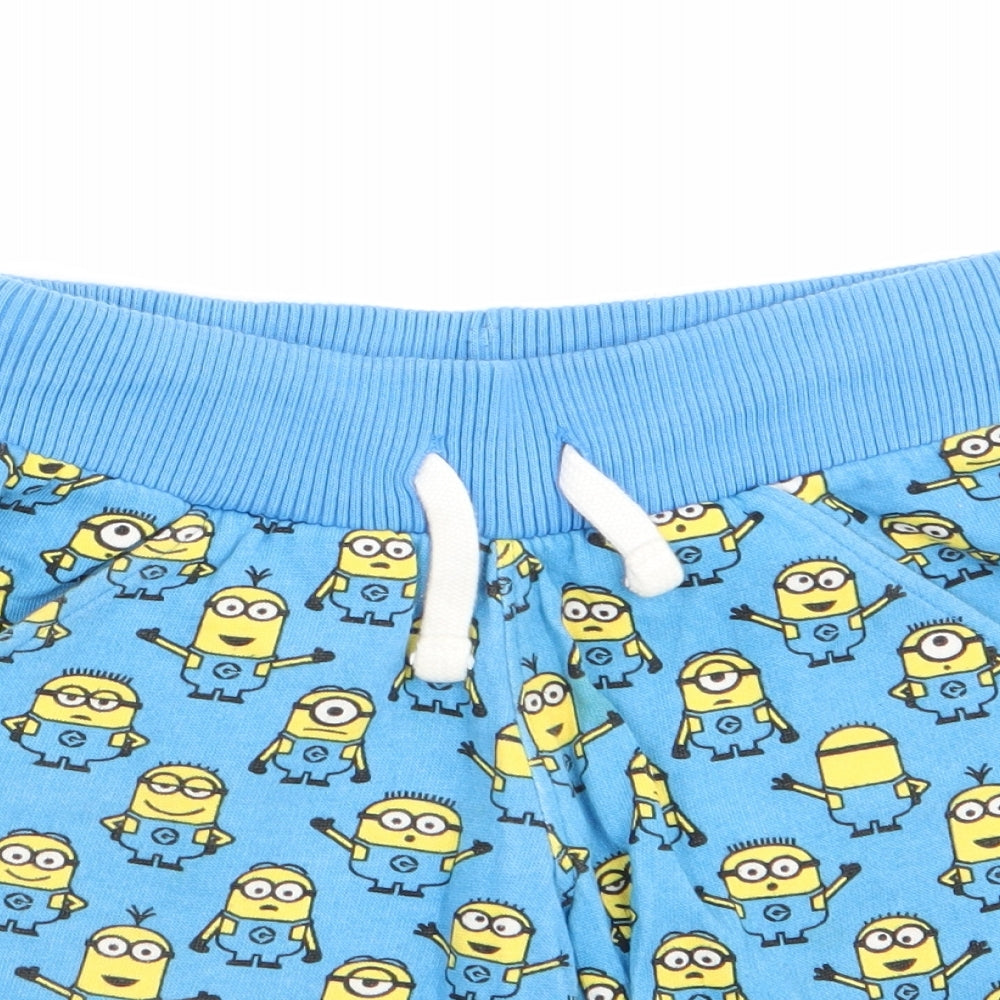 DISPICABLE ME Boys Blue Geometric  Sweat Shorts Size 4-5 Years