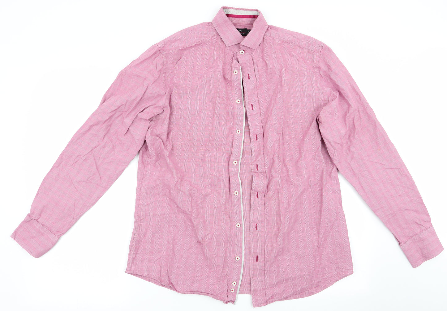 Jeff Banks Mens Red Check   Button-Up Size M