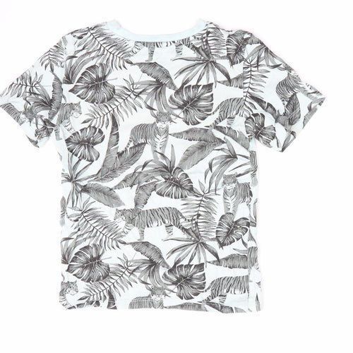 H&M Girls Blue Animal Print  Basic T-Shirt Size 4-5 Years  - Tiger Print