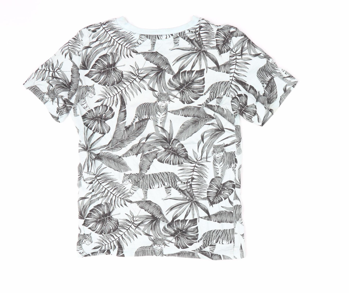 H&M Girls Blue Animal Print  Basic T-Shirt Size 4-5 Years  - Tiger Print