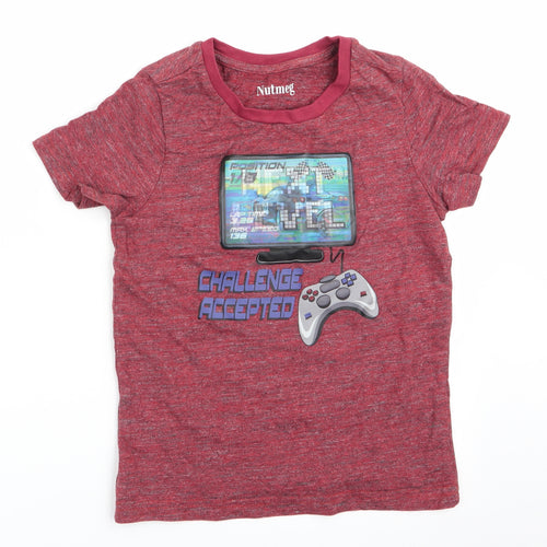 Nutmeg Boys Brown   Basic T-Shirt Size 6-7 Years  - Challenge Accepted