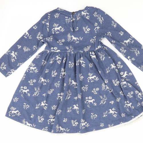 Mantaray Girls Blue Animal Print  Fit & Flare  Size 12-18 Months  - Horse Print