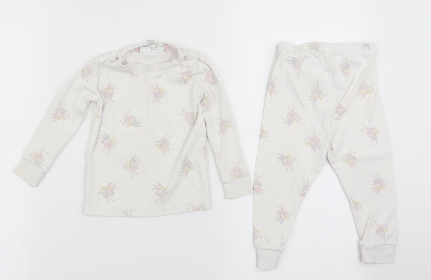 The White Company Girls White Solid   Pyjama Set Size 12-18 Months  - Fairies print