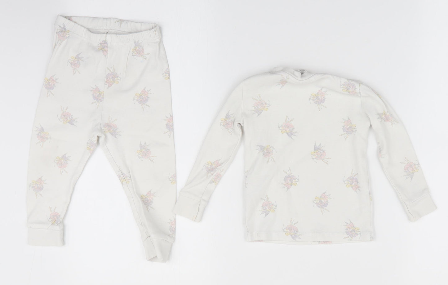 The White Company Girls White Solid   Pyjama Set Size 12-18 Months  - Fairies print