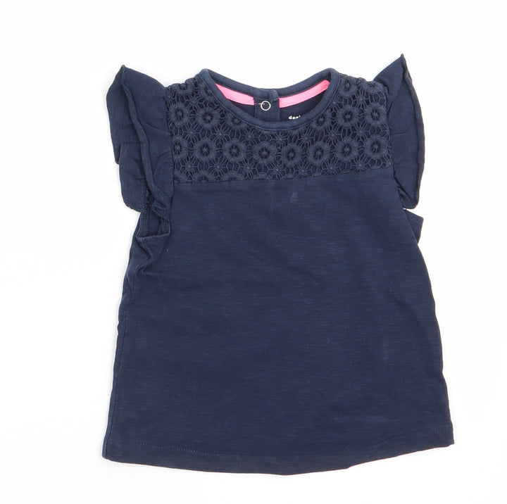 Florence and Fred Girls Blue Floral Basic Casual Size 12-18 Months - Lace details
