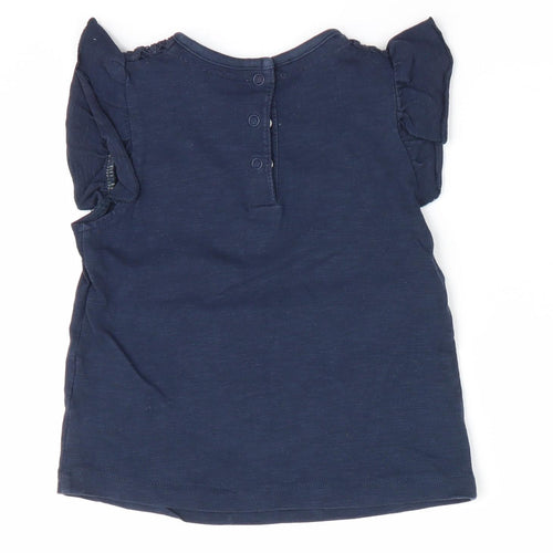 Florence and Fred Girls Blue Floral  Basic Casual Size 12-18 Months  - Lace details