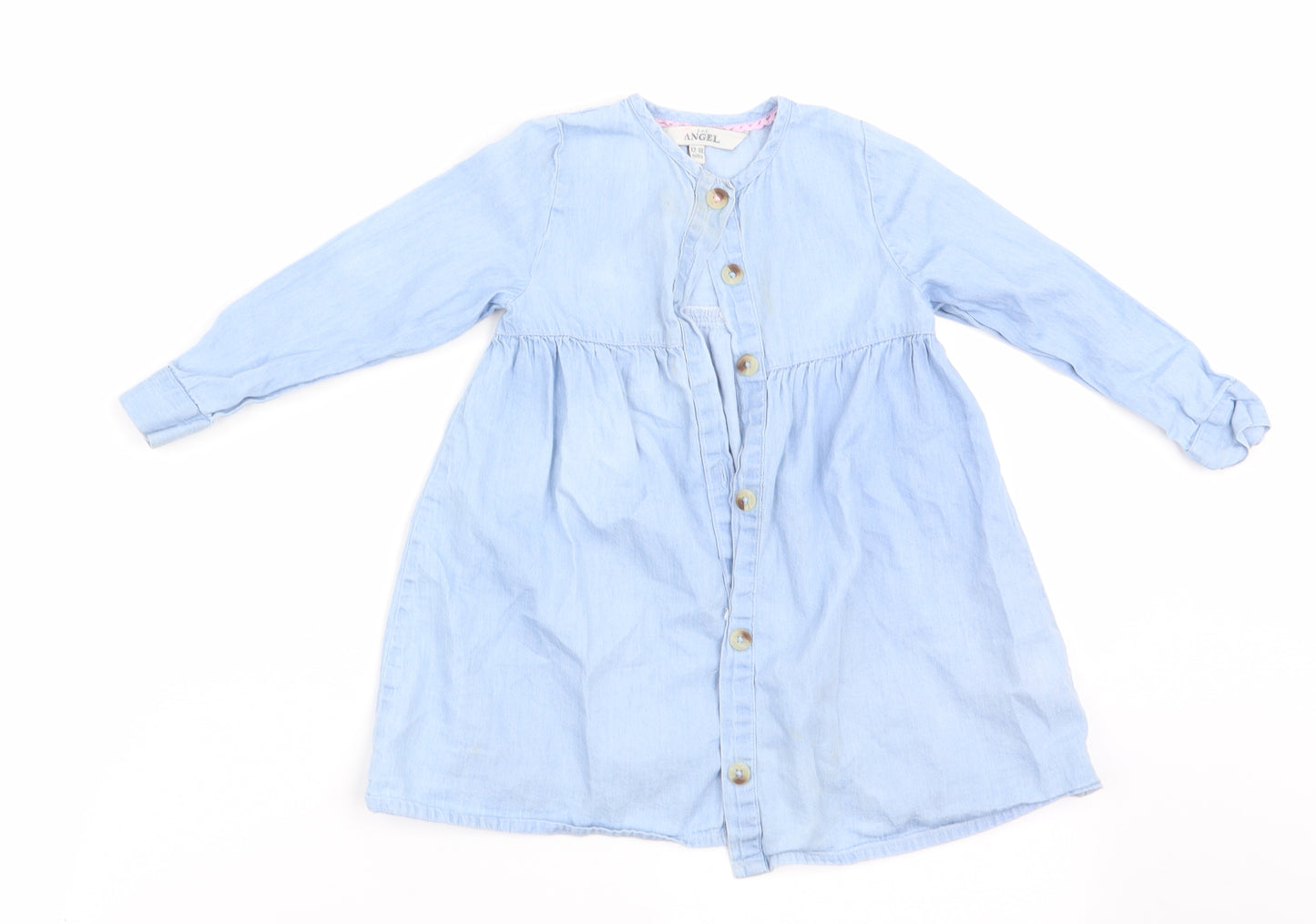 Evie Angel Girls Blue   Fit & Flare  Size 12-18 Months  - Very soft Denim look