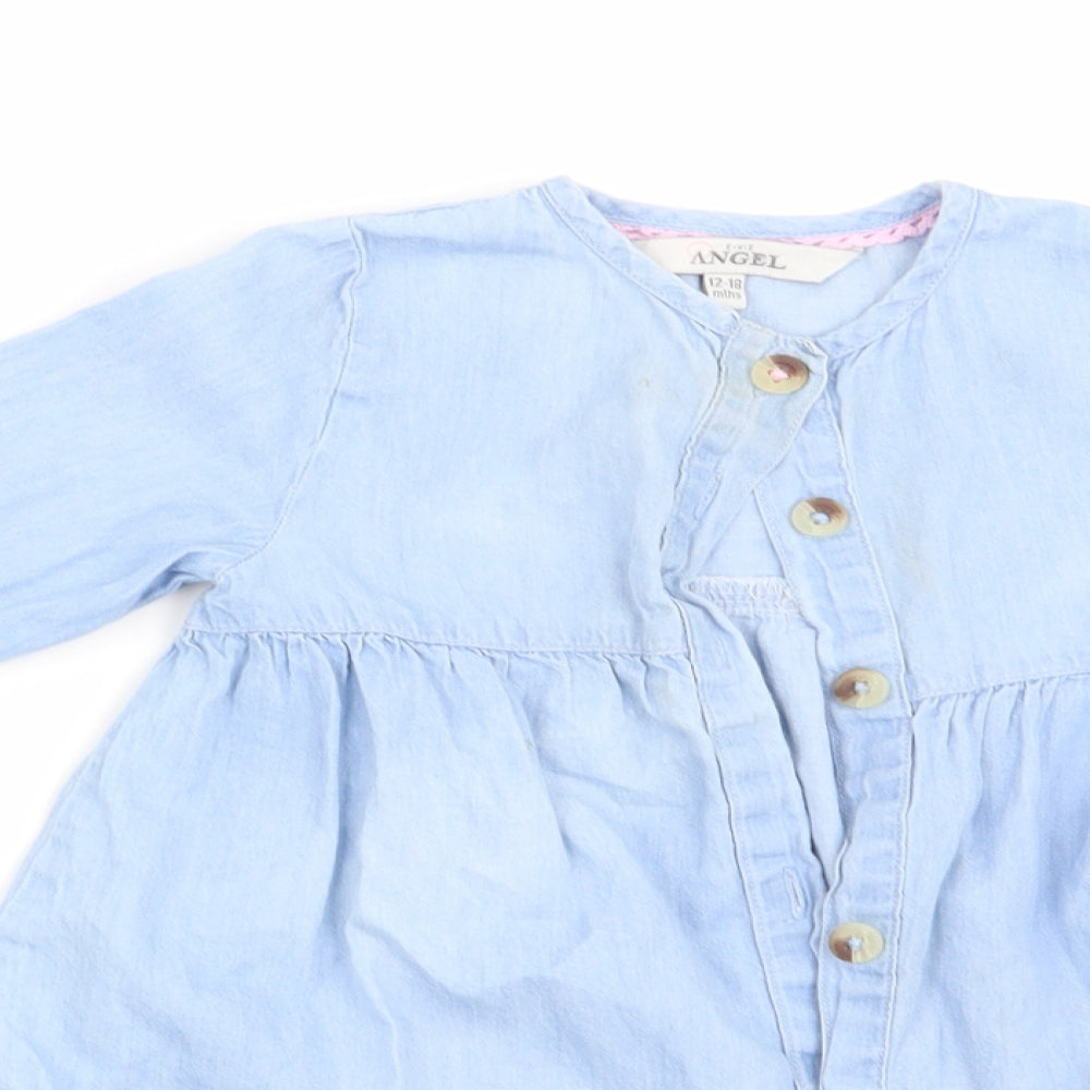 Evie Angel Girls Blue   Fit & Flare  Size 12-18 Months  - Very soft Denim look