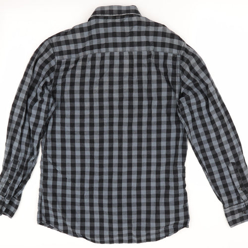 Easy Mens Black Check   Button-Up Size S